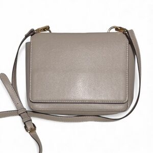 Beige Faux Leather Crossbody Bag